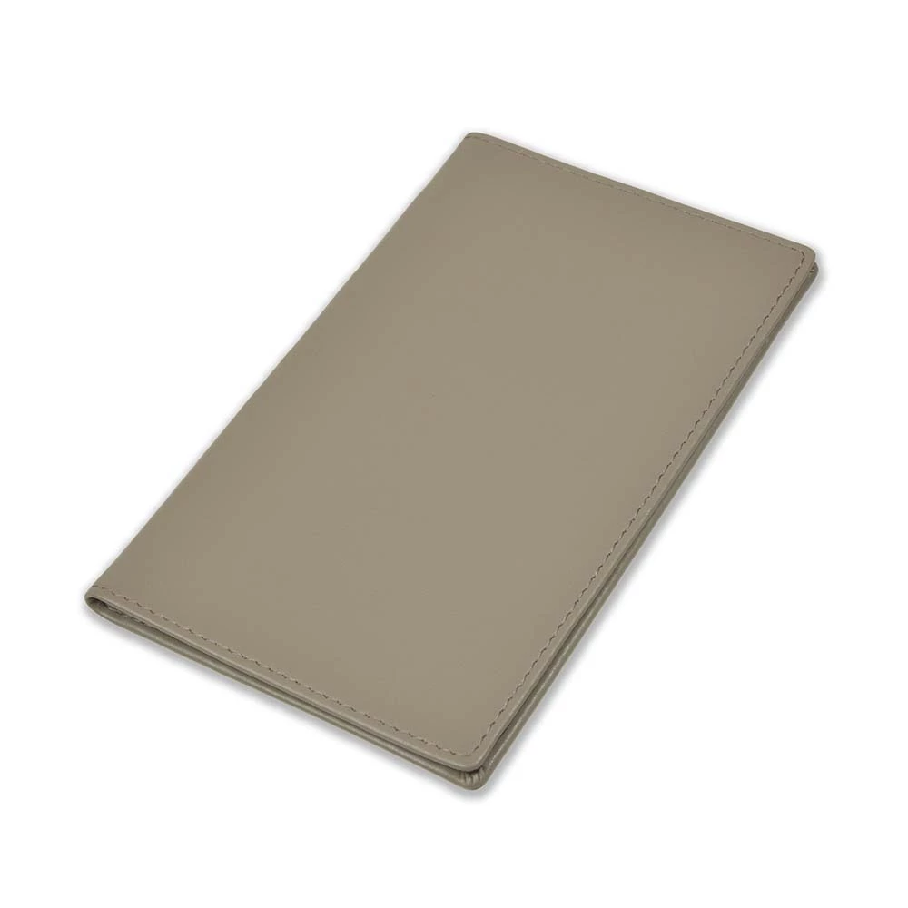 Folding calendar case, leather, taupe