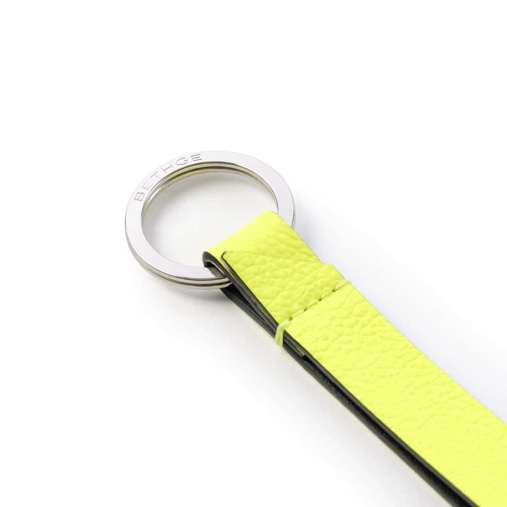 Key ring, leather, neon yellow