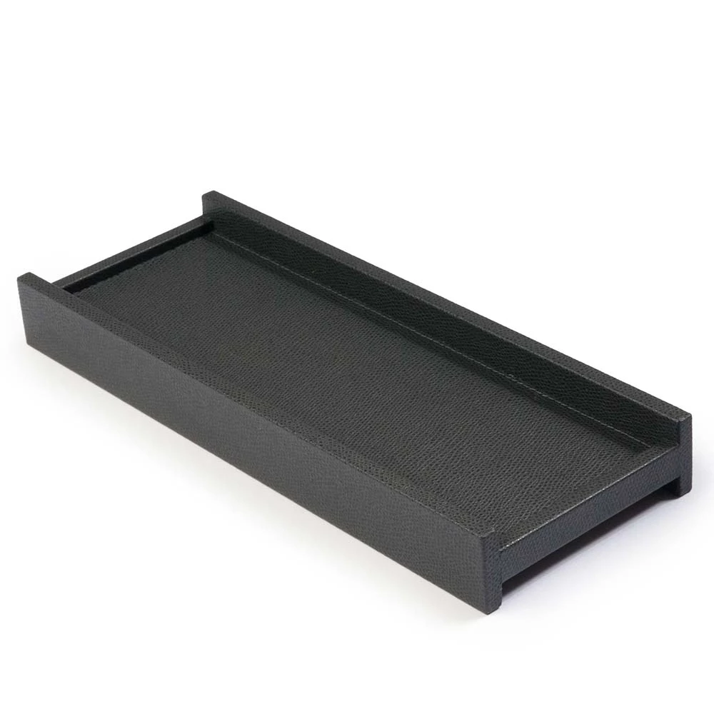 Pen tray, Design Stéphane Parmentier, leather, dark grey