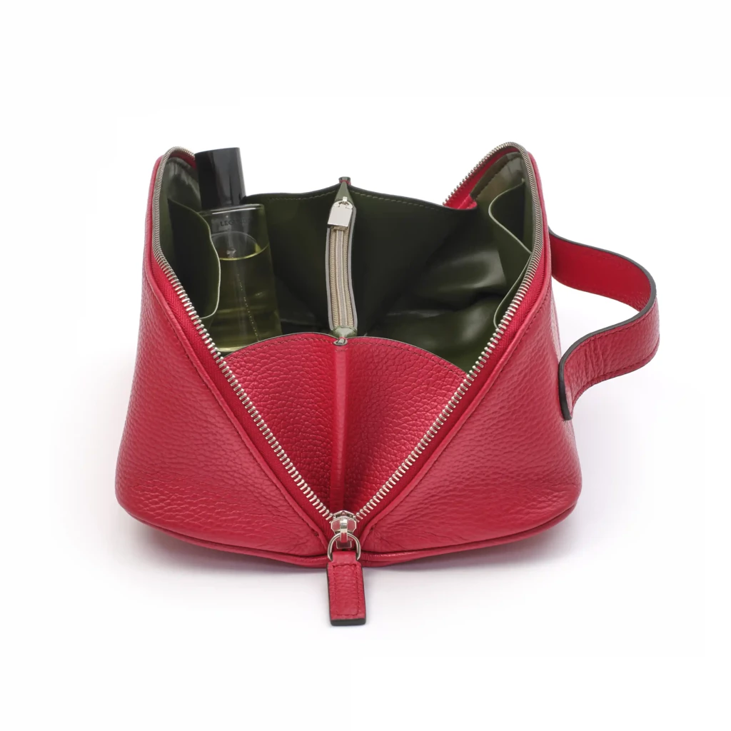 Leather cosmetic bag Adri, dark red