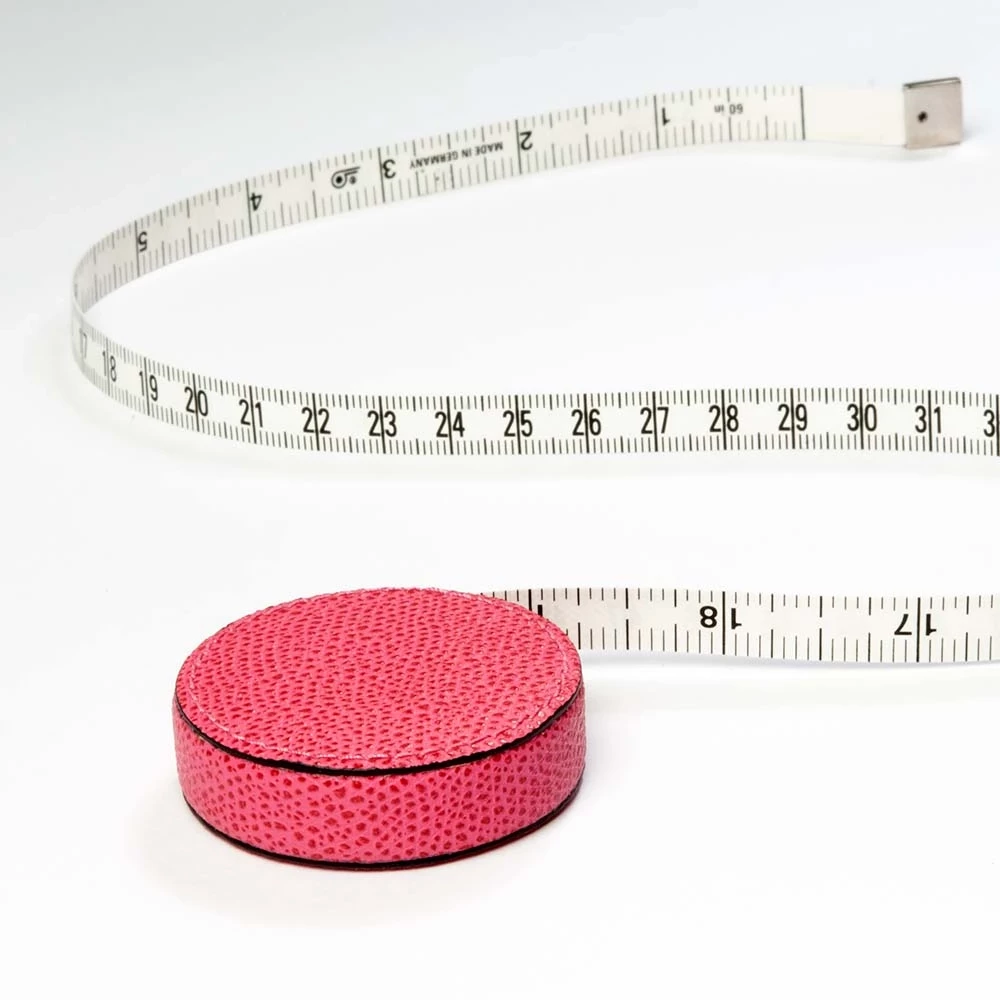 Tape measure, leather, length 150 cm, pink