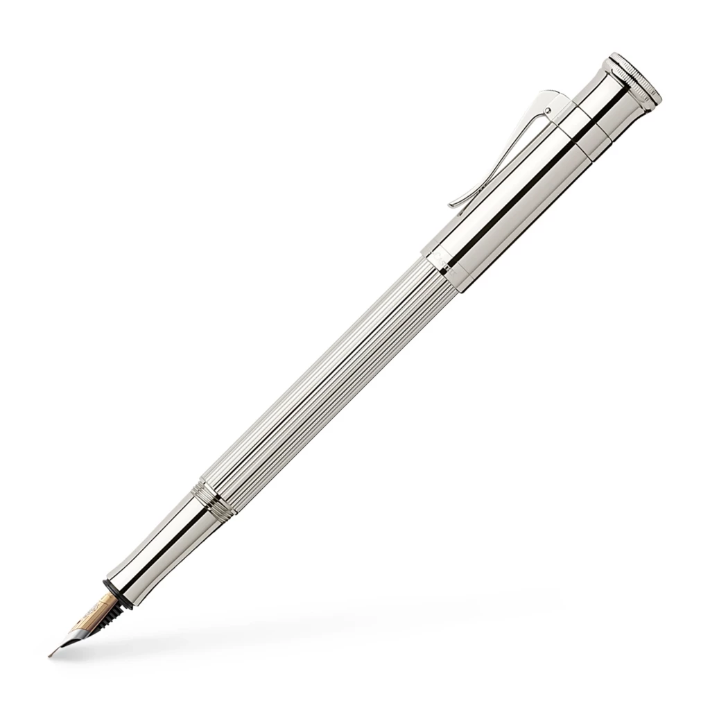 Graf von Faber-Castell Classic Fountain Pen – Silver, Broad Nib (B)