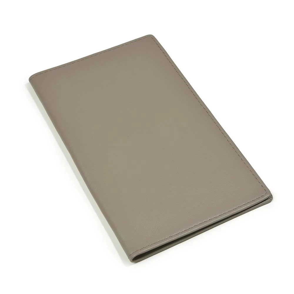 Folding calendar case, leather, taupe