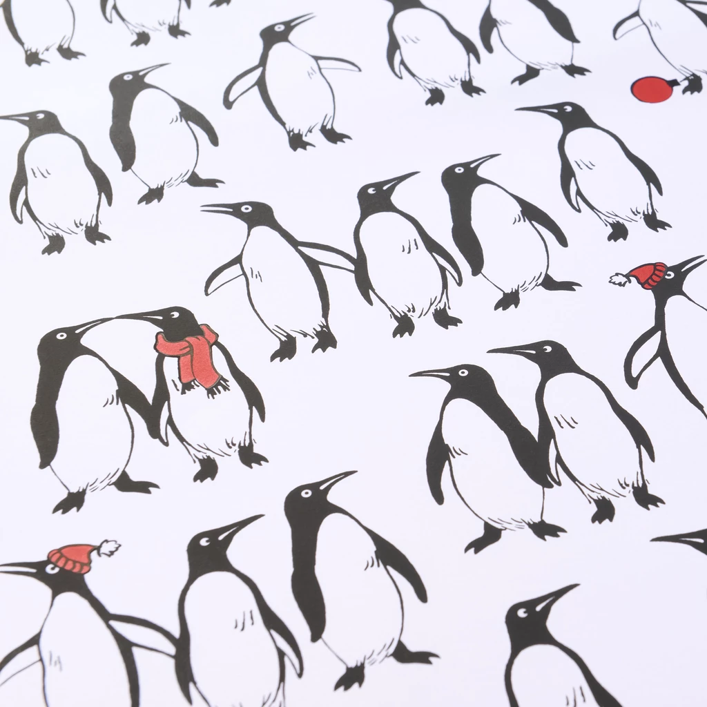 Wrapping paper xmas penguins 50 x 70 cm, 3 sheets