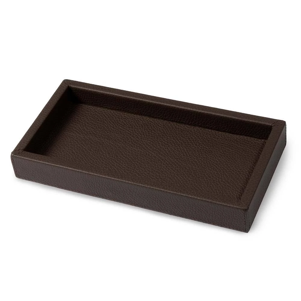 Leather tray, deer leather, 24 x 12 cm, mocha
