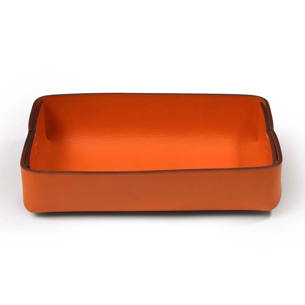 Pen Tray Stitch, leather, wide, orange