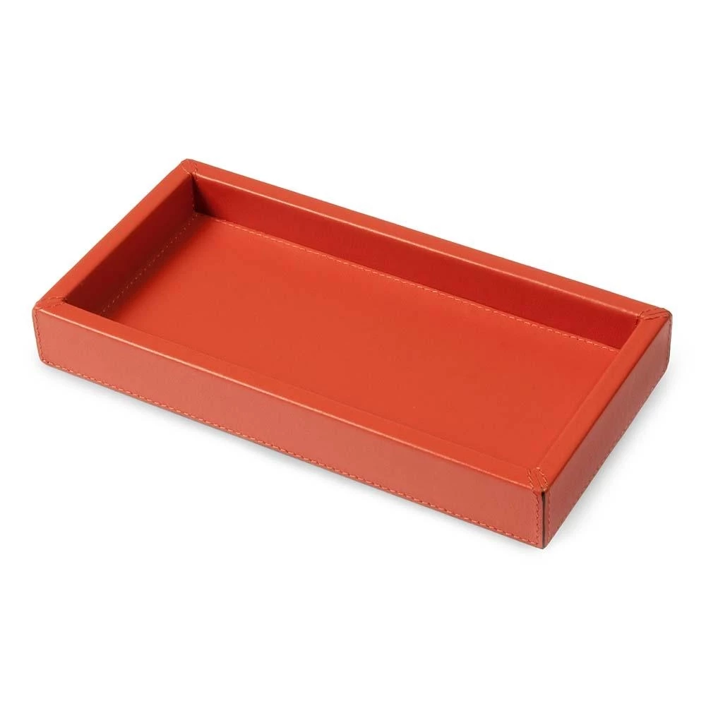 Leather tray, nappa leather, 24 x 12 cm, orange