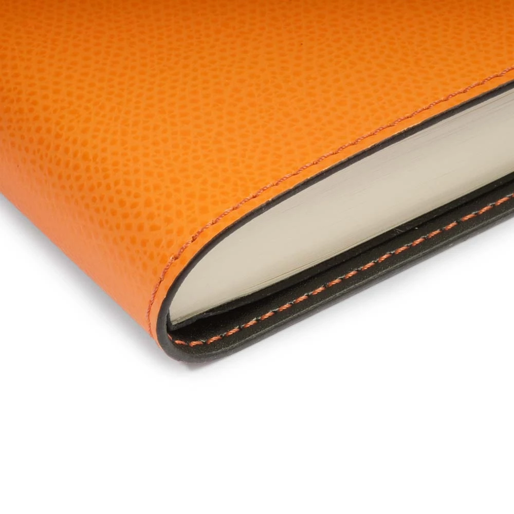 Book cover for DIN A5 books, leather, orange