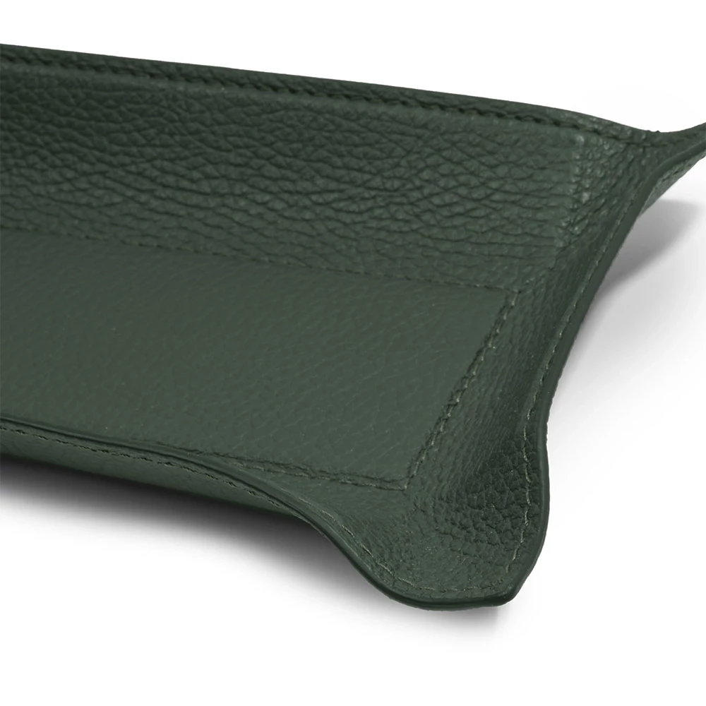 Valet tray rectangular, deer leather, 32 x 13 cm, dark green