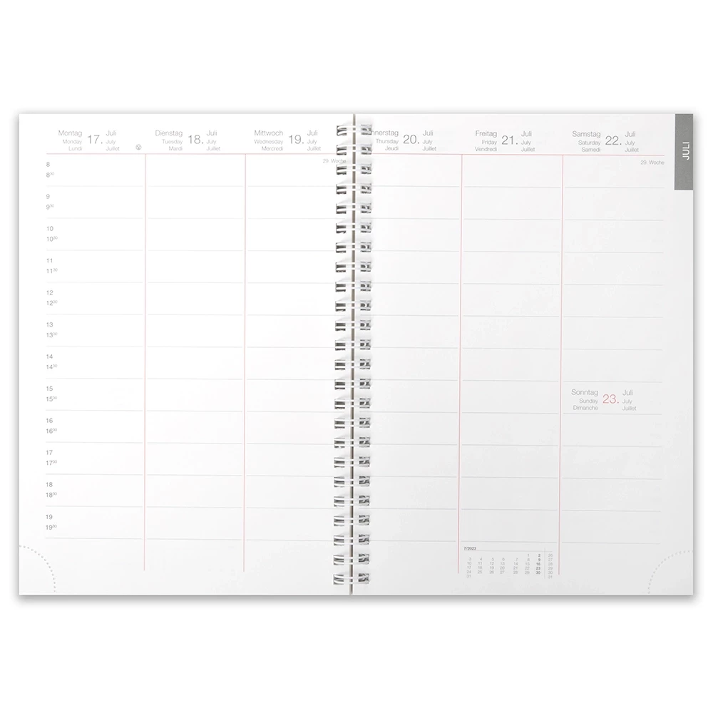 Konsul weekly calendar 2026, Wire-O binding, onyx black