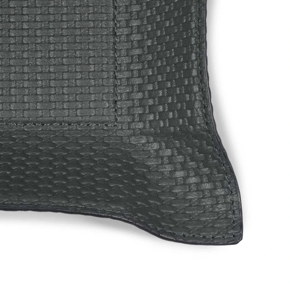 Valet tray rectangular, leather woven look, 21 x 15 cm, dark grey