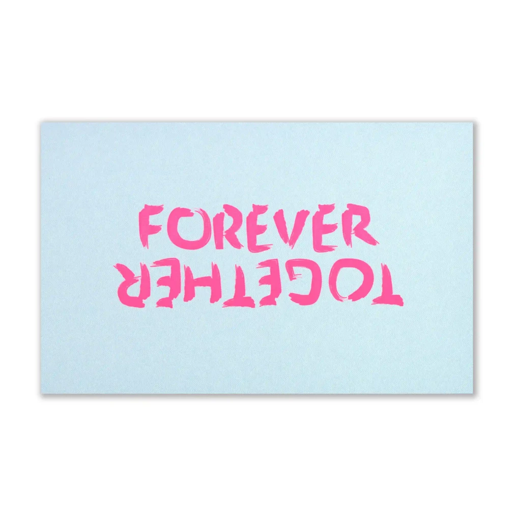 “Together Forever” Diplomat Greeting Card – Neon Pink on Blue