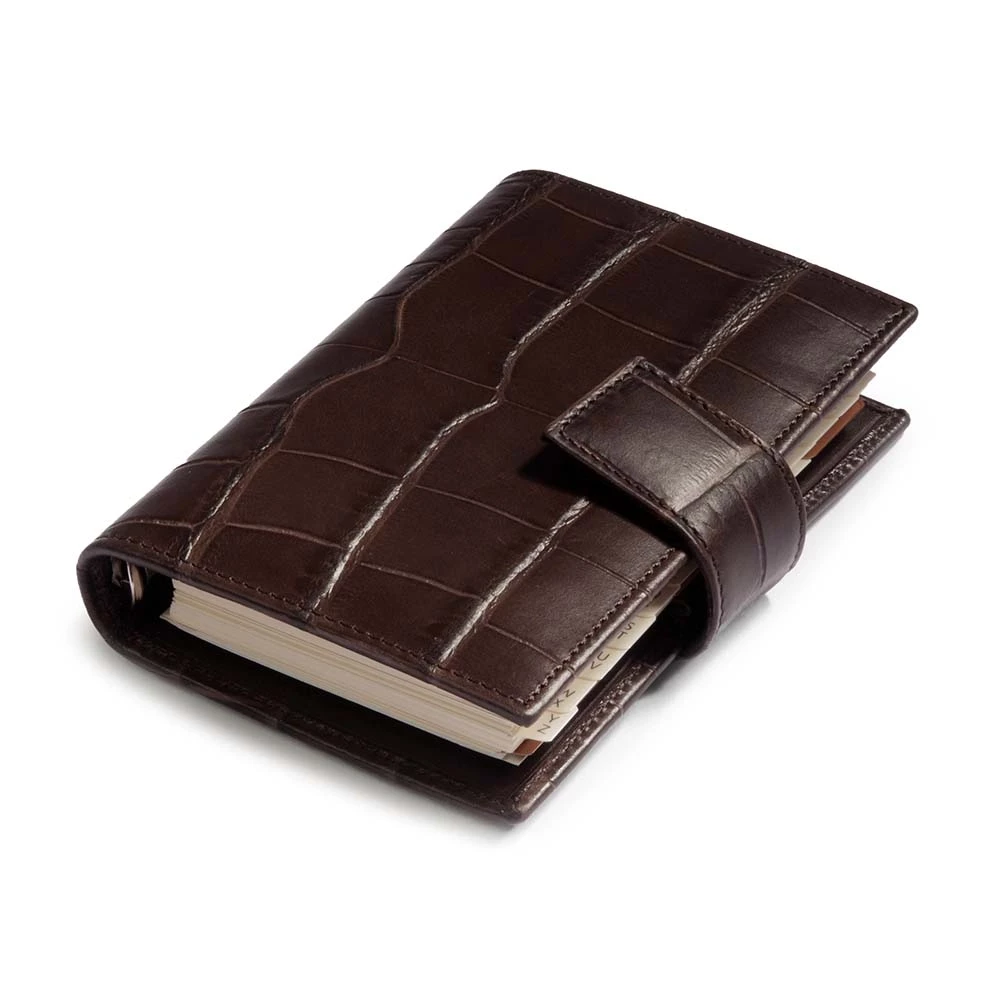 leder_pocket_planer_alligator-optik_dunkelbraun_5 Pocket Planner, alligator-embossed leather, dark brown