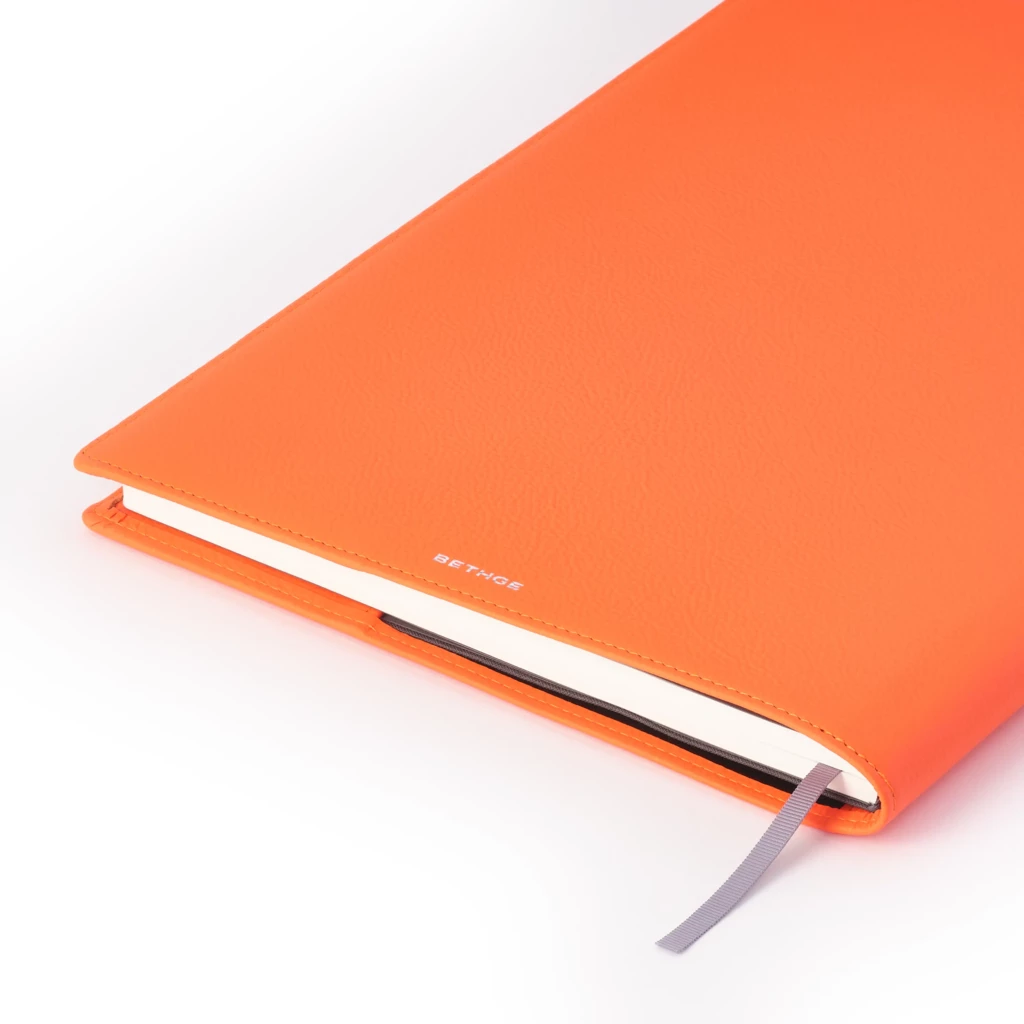 leder_buchhuelle_a4_orange_3 Book cover for DIN A4 books, leather, orange