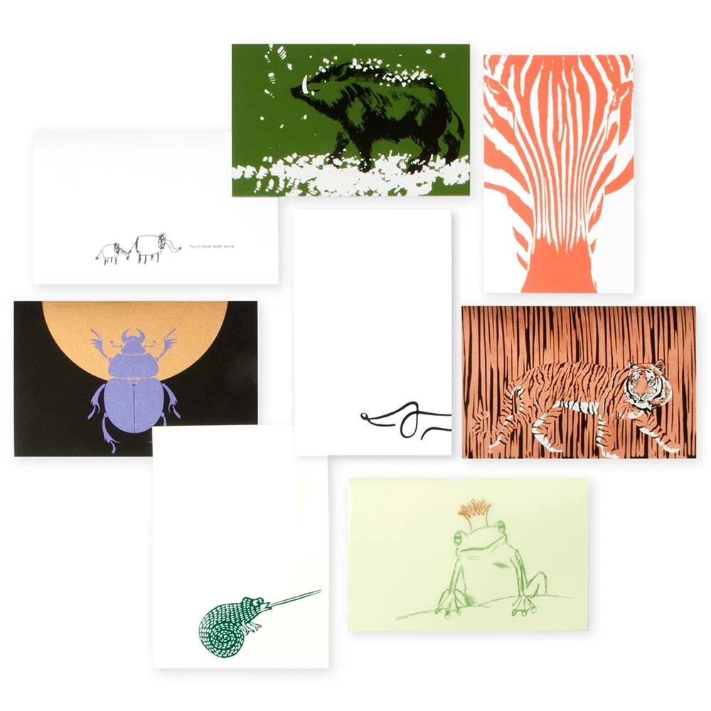 Greeting card set Tiergarten with 8 folding cards