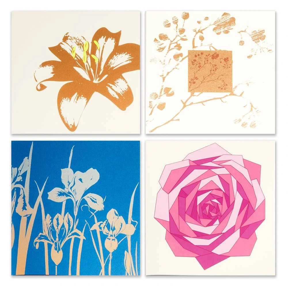Greeting card set Flower Power with 8 folding cards