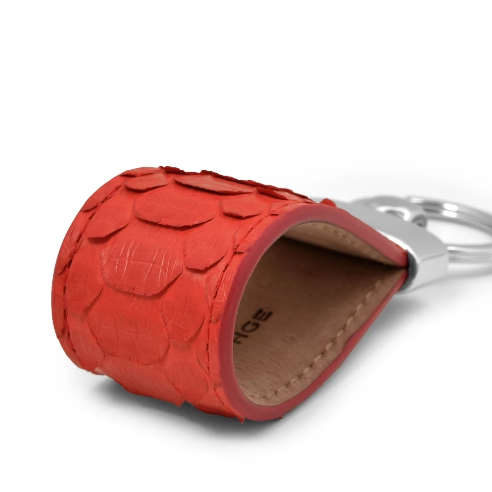Key Ring, python leather, rosso