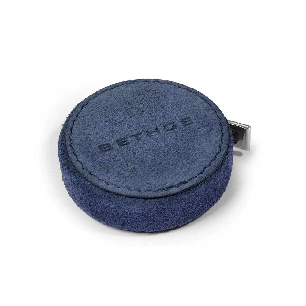 Tape measure, suede leather, length 150 cm, royal blue