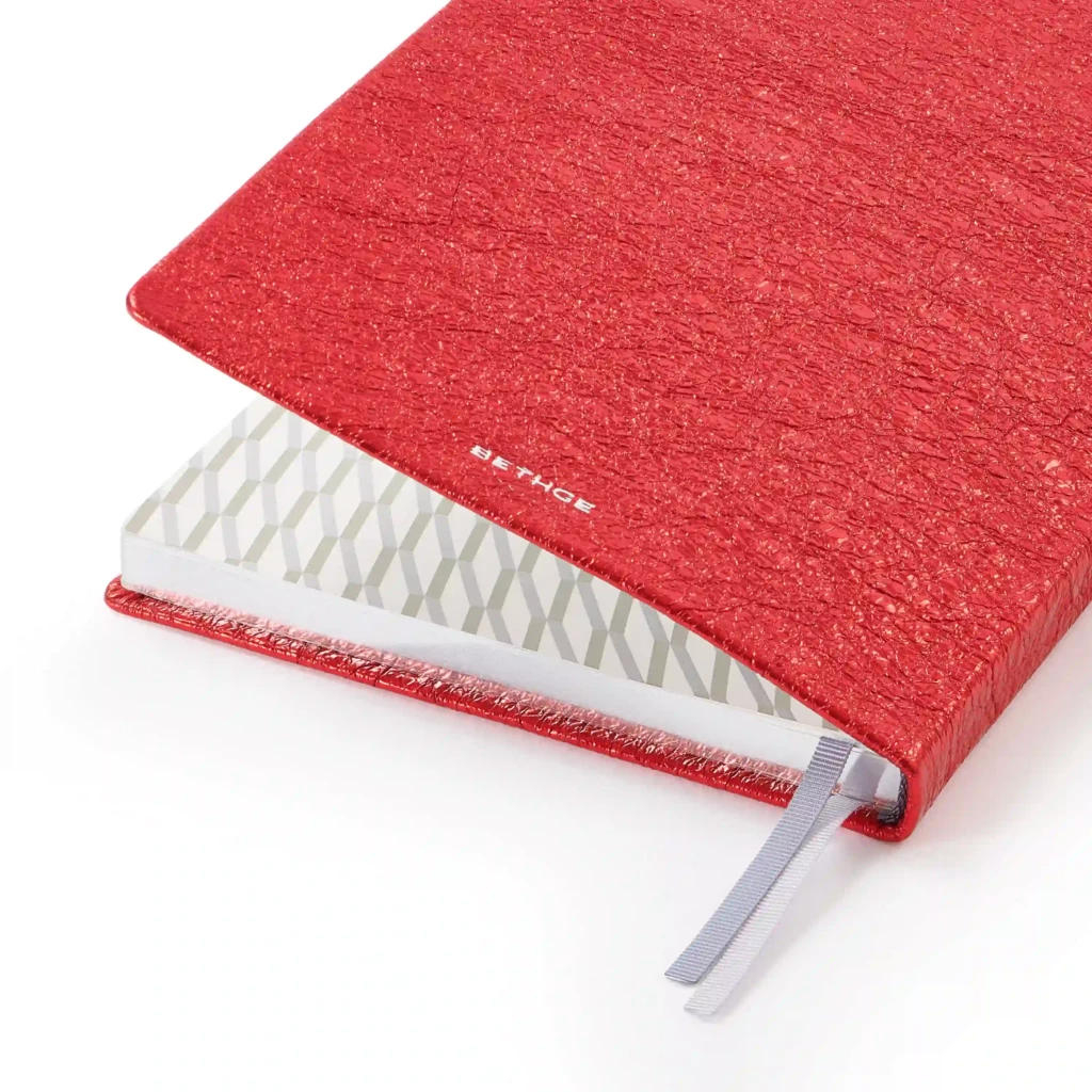 Notebook A5, leather, Rosso, dotted