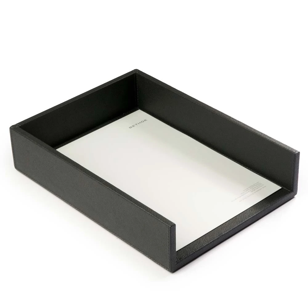 A4 letter tray, leather, dark blue