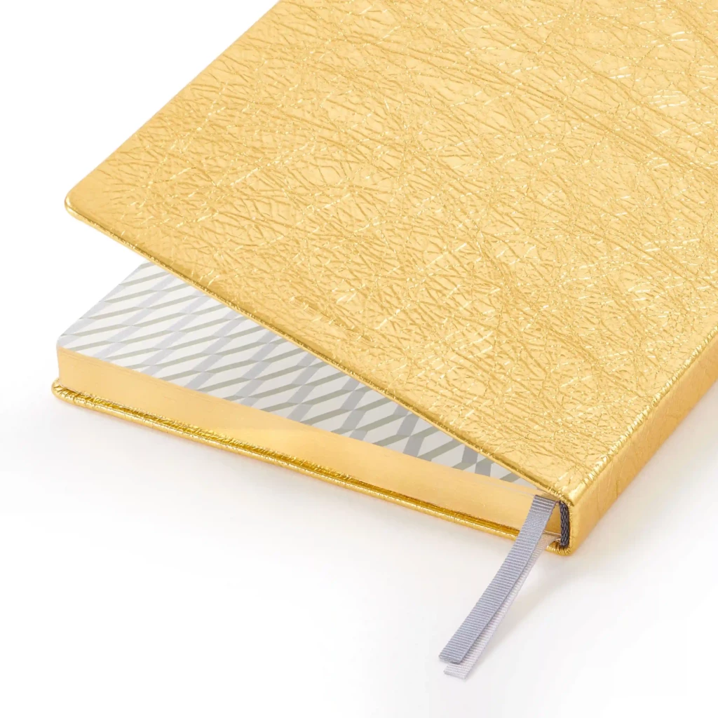 Notebook A5, leather, Gold, blank