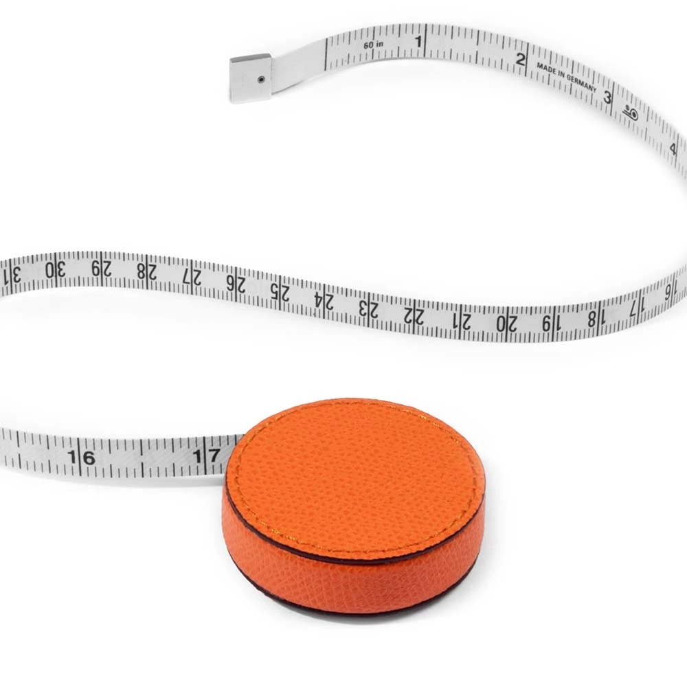 Tape measure, leather, length 150 cm, orange