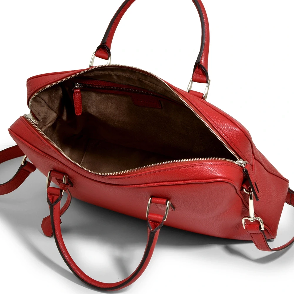 Briefcase Adri, leather, dark  red