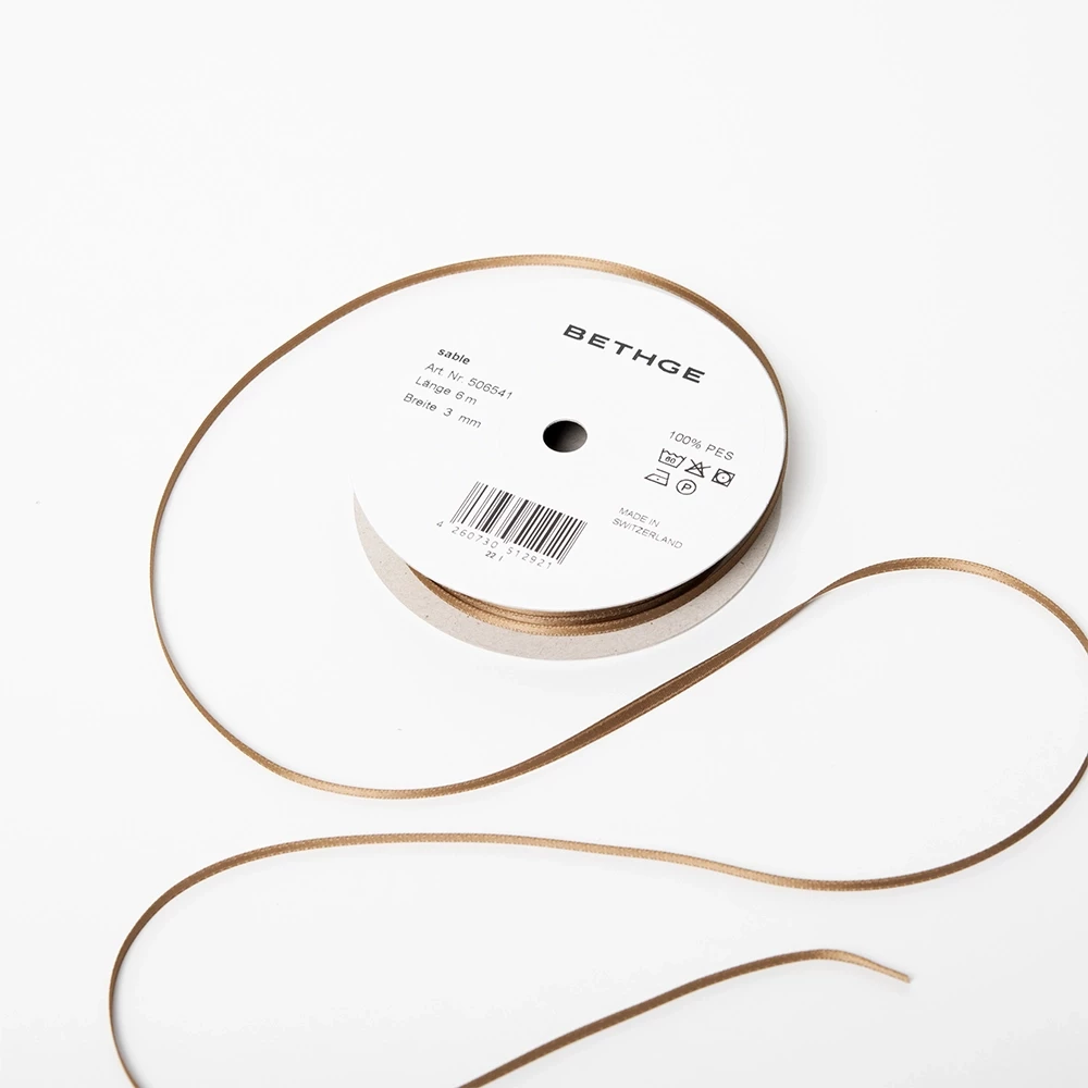 Satin ribbon, Width 3mm, Sable