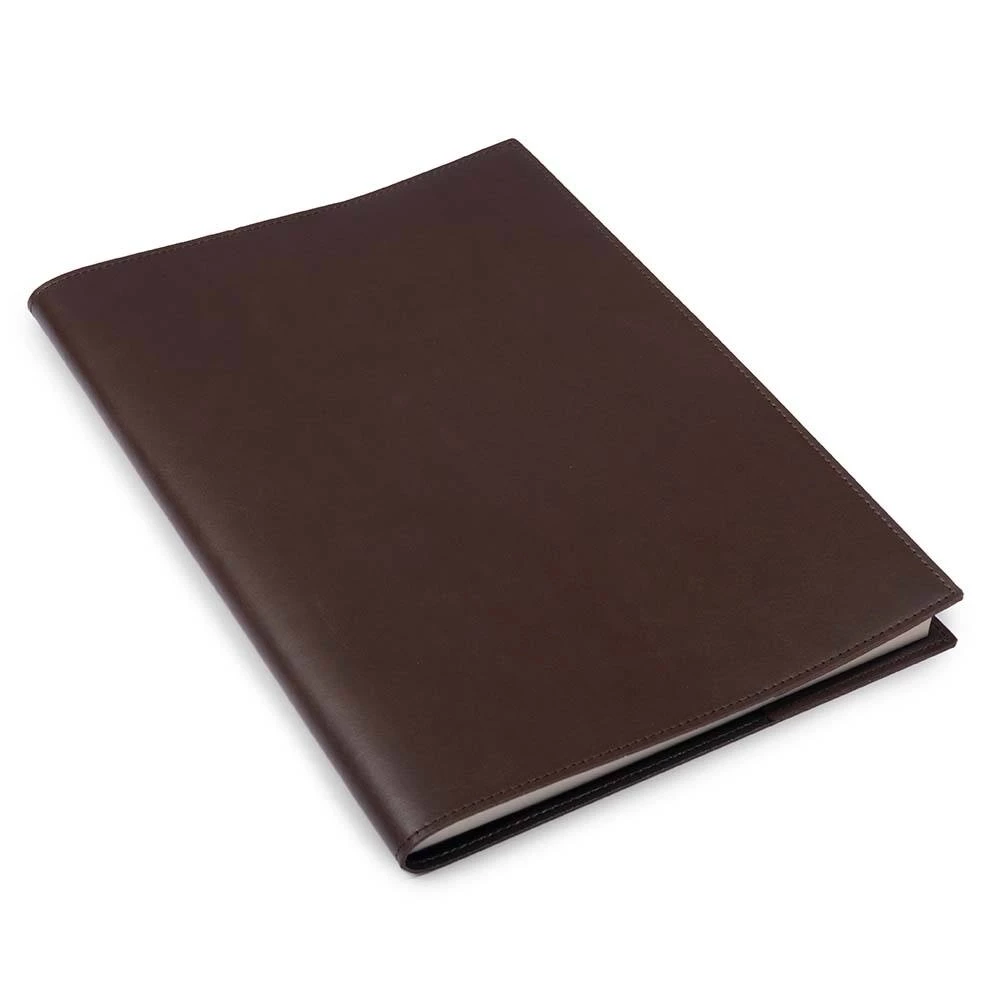 Book cover for DIN A4 books, Dolce leather, dark brown