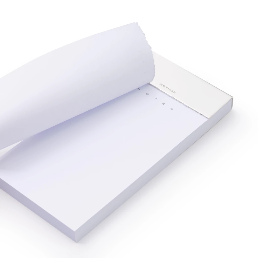 Notepad with metal strip, Silver Notes, small 7.5 x 15 cm