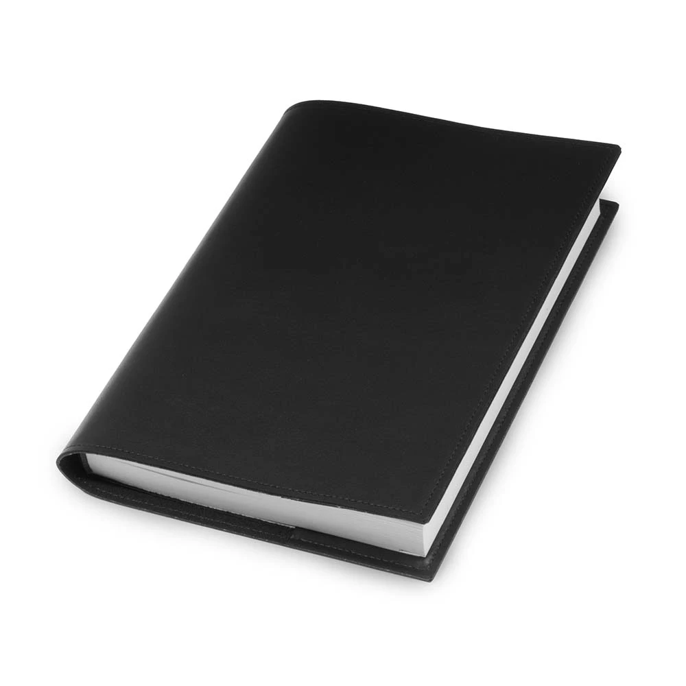 Book cover for DIN A5 books, smooth leather, black