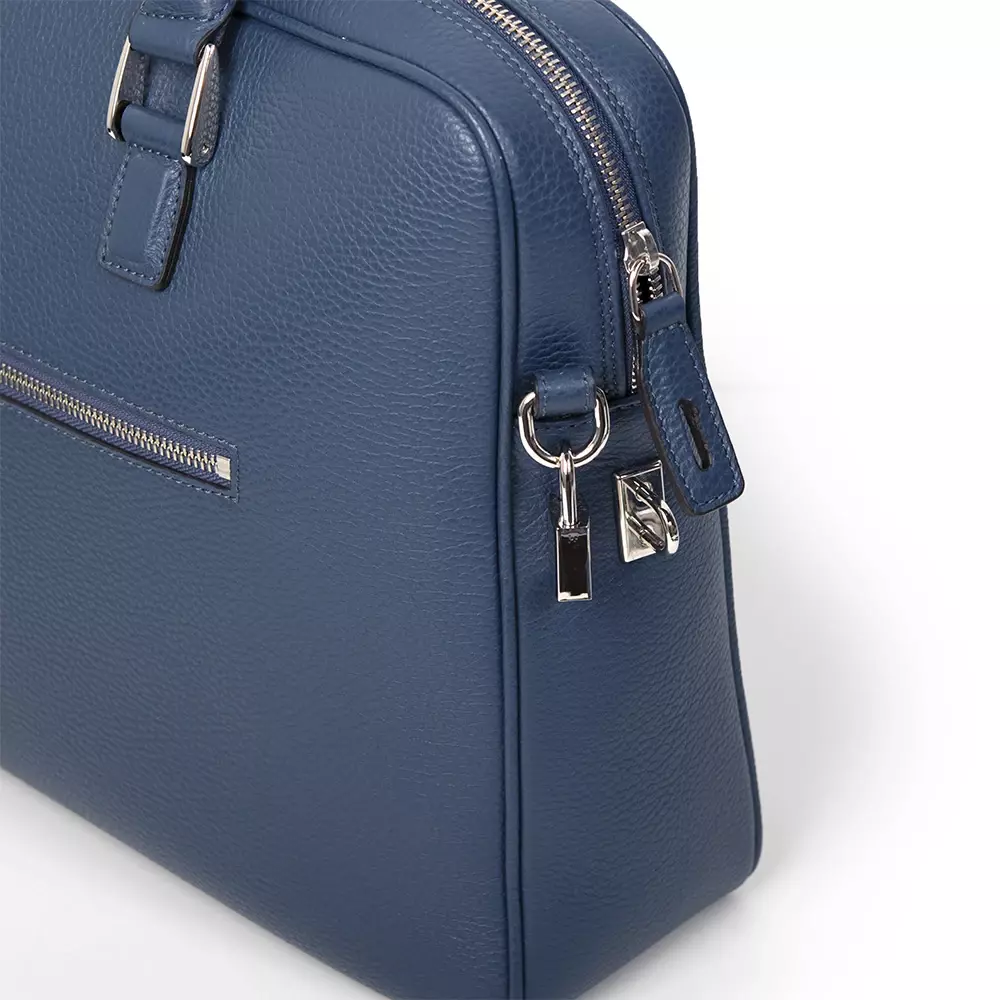 Briefcase Adri, leather, dark  blue