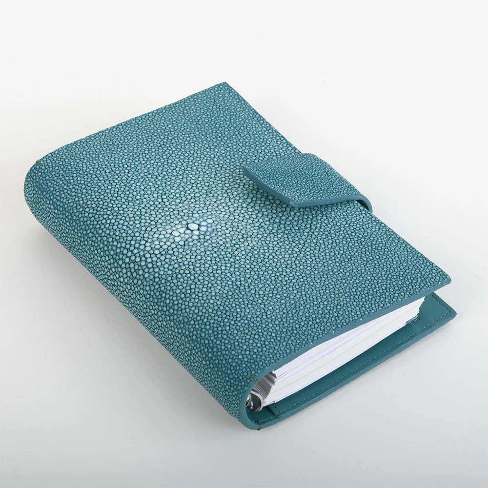 Personal Organiser, stingray leather, turquoise