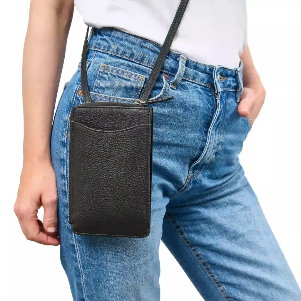 Adri Leather Crossbody Bag – Black