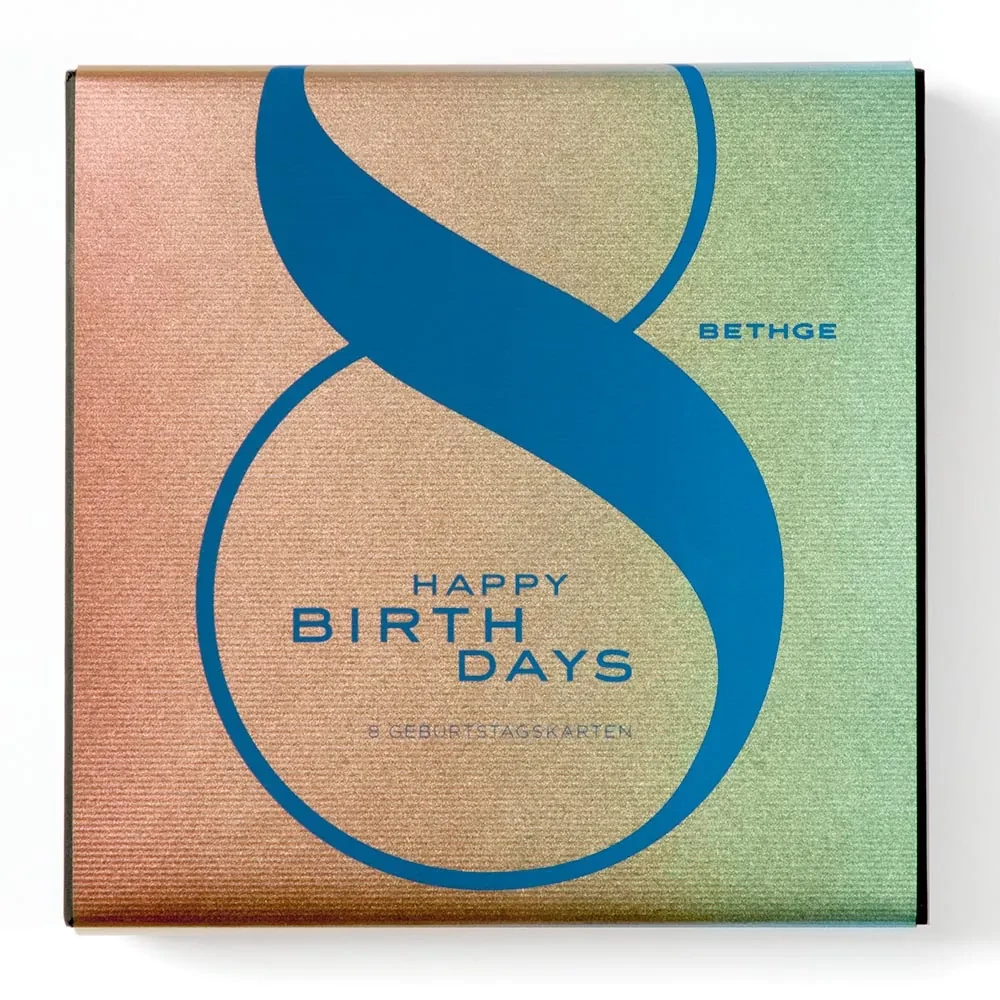 Greeting card set Happy Birthdays Square with 8 folding cards