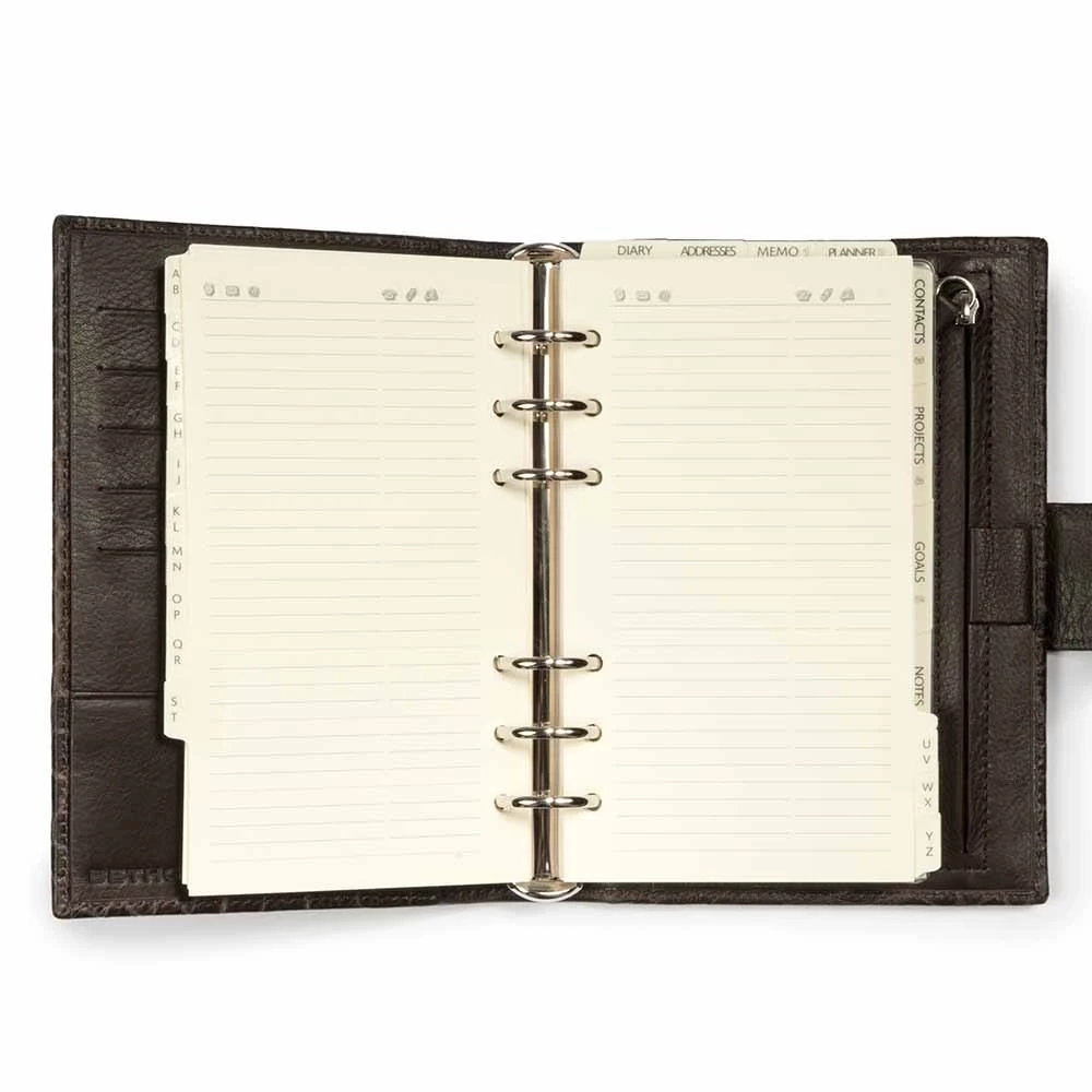 Personal Planner, alligator-embossed leather, dark brown