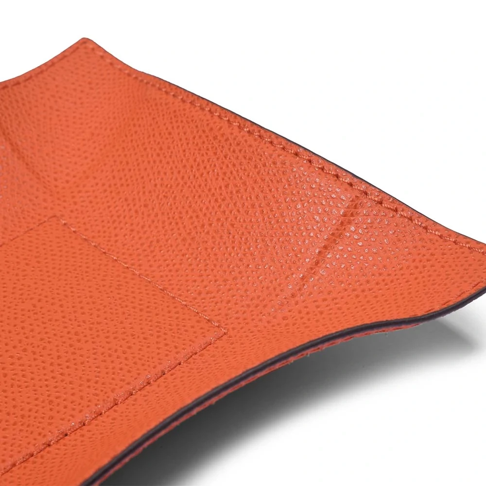 Valet tray square, leather, 15 x 15 cm, mango