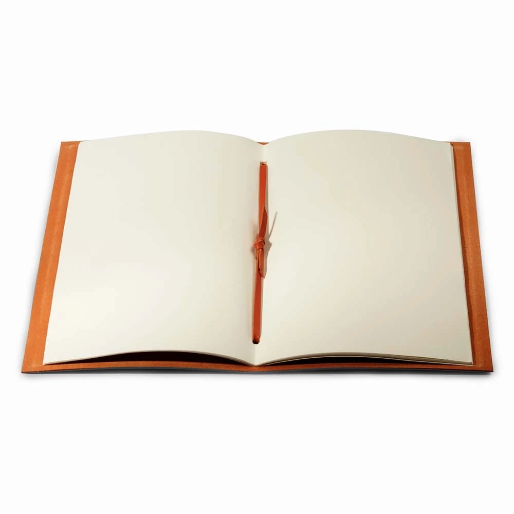 Guest Book, 22 pages, laid paper, leather, 17x24 cm, orange