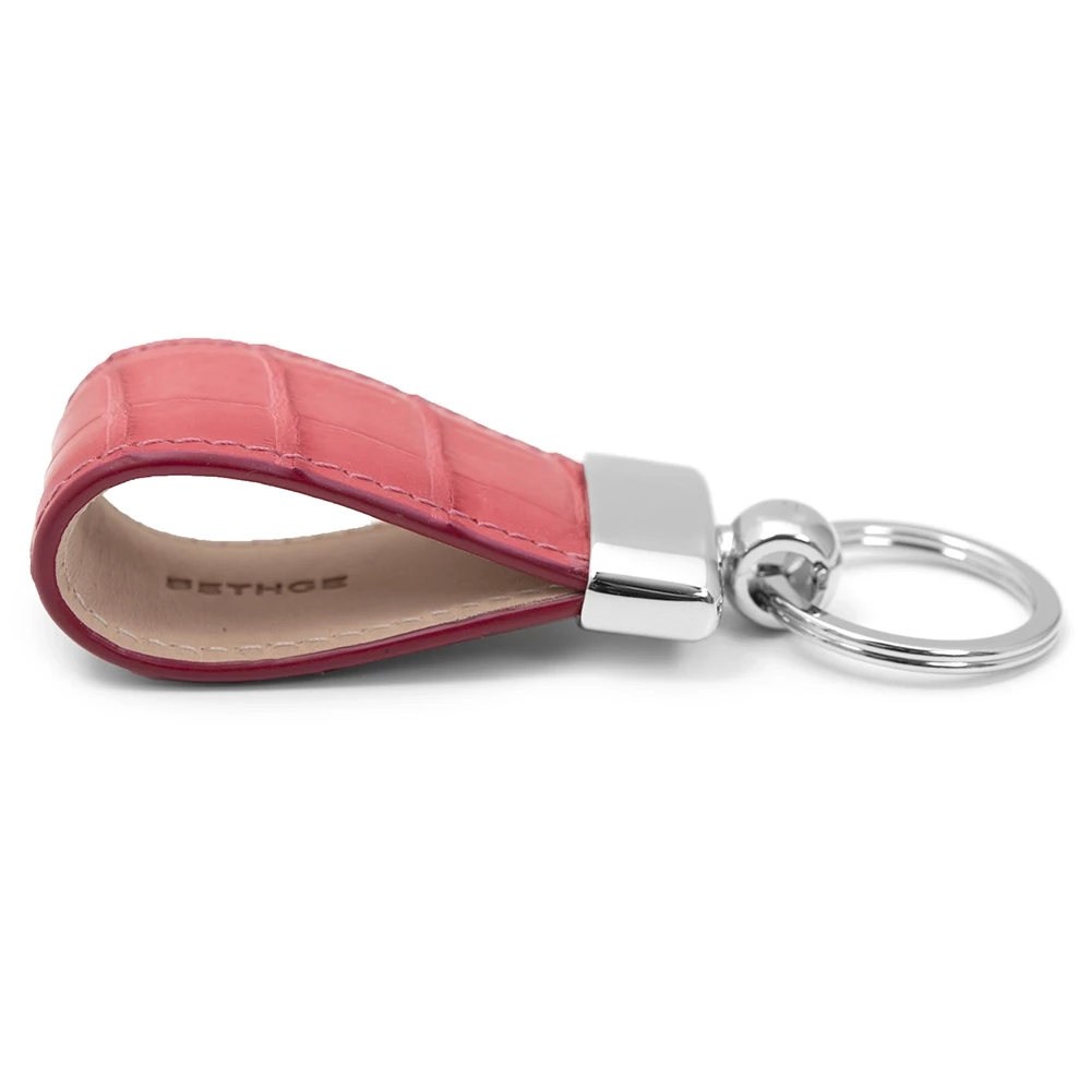 Key Ring, alligator leather, coral