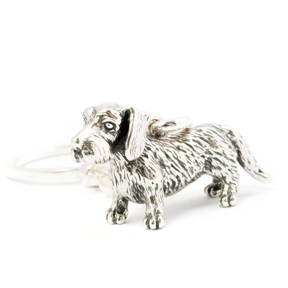 Key chain Dachshund, 925 sterling silver
