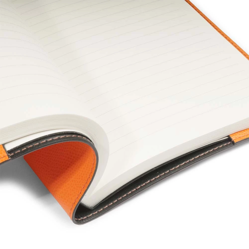 Book cover for DIN A5 books, leather, orange