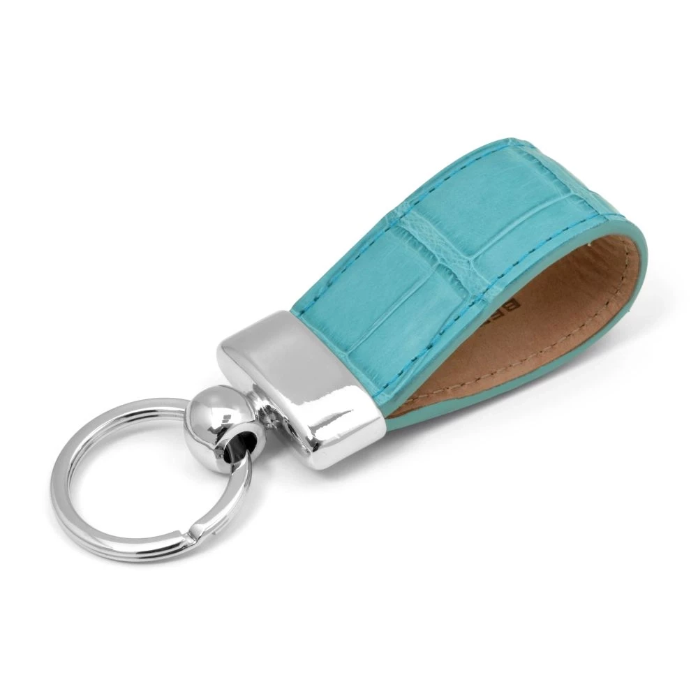 Key Ring, alligator leather, sky blue