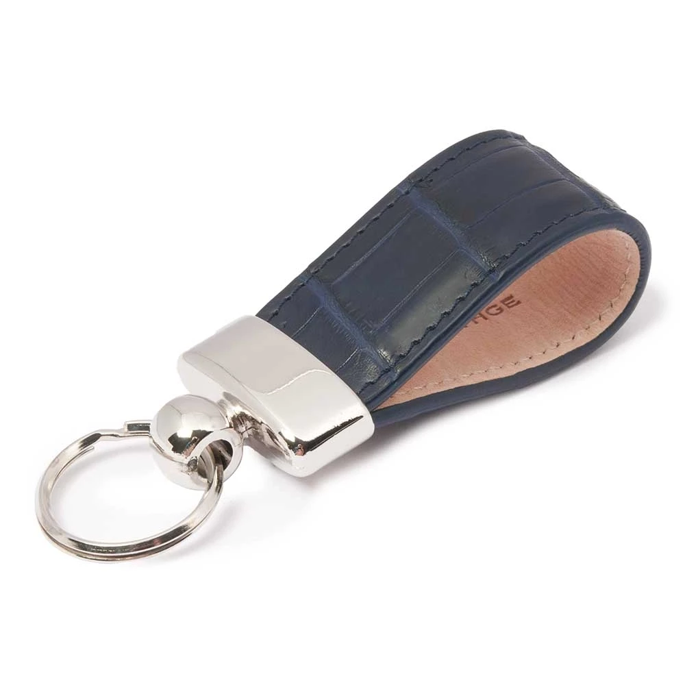 Key Ring, alligator leather, dark blue