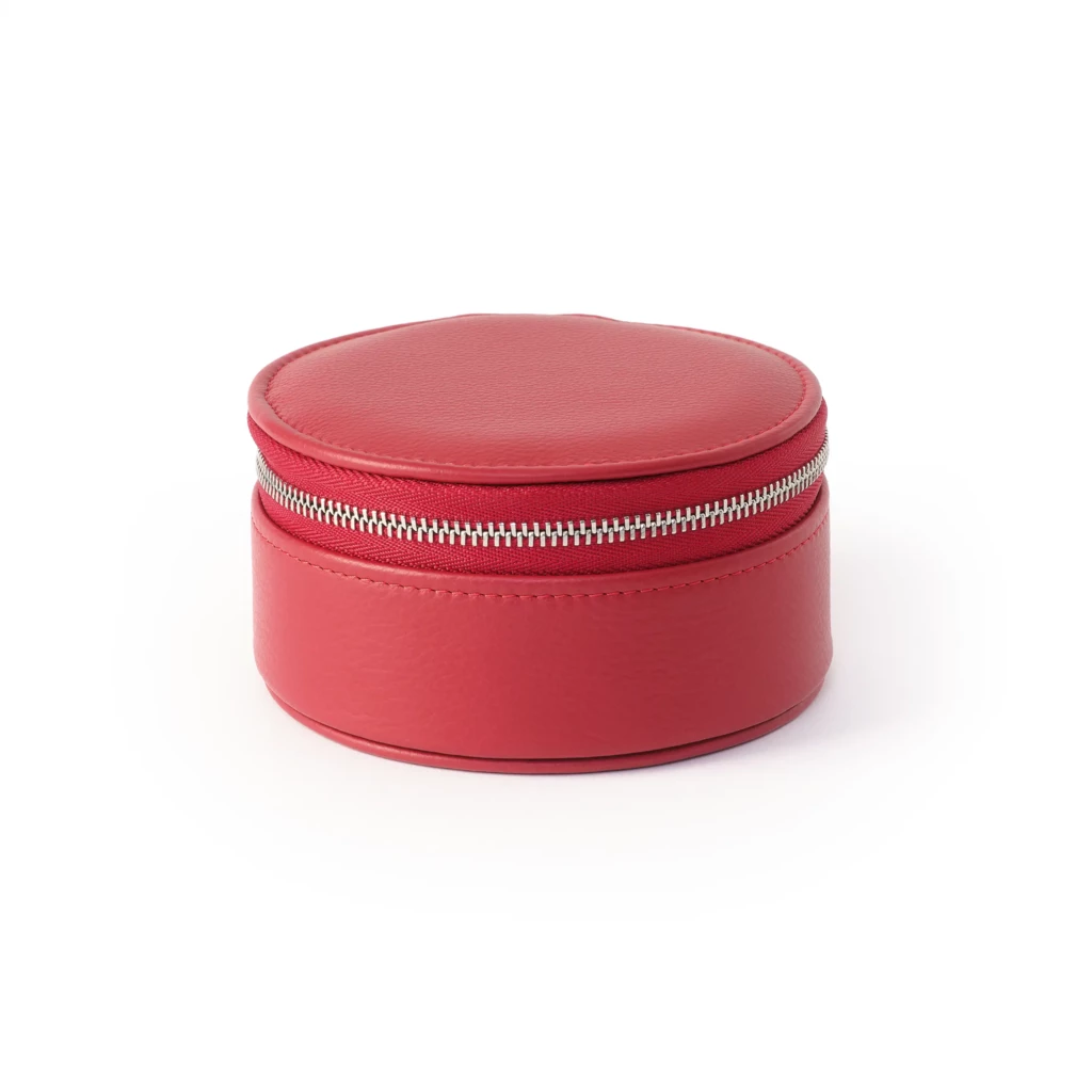 Jewellery case, Collection 1977, leather, red