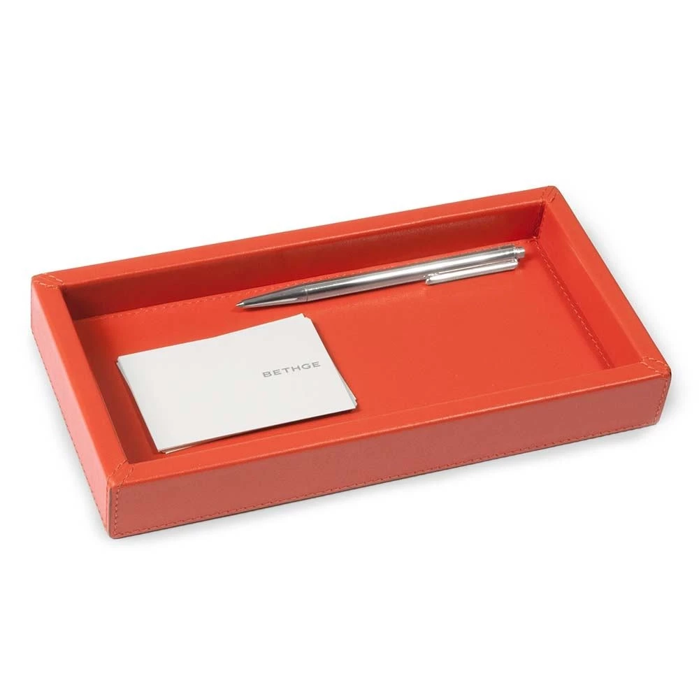 Leather tray, nappa leather, 24 x 12 cm, orange