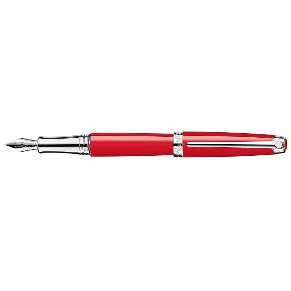 Caran d'Ache Léman Fountain Pen, scarlet/silv./rhod., nib M