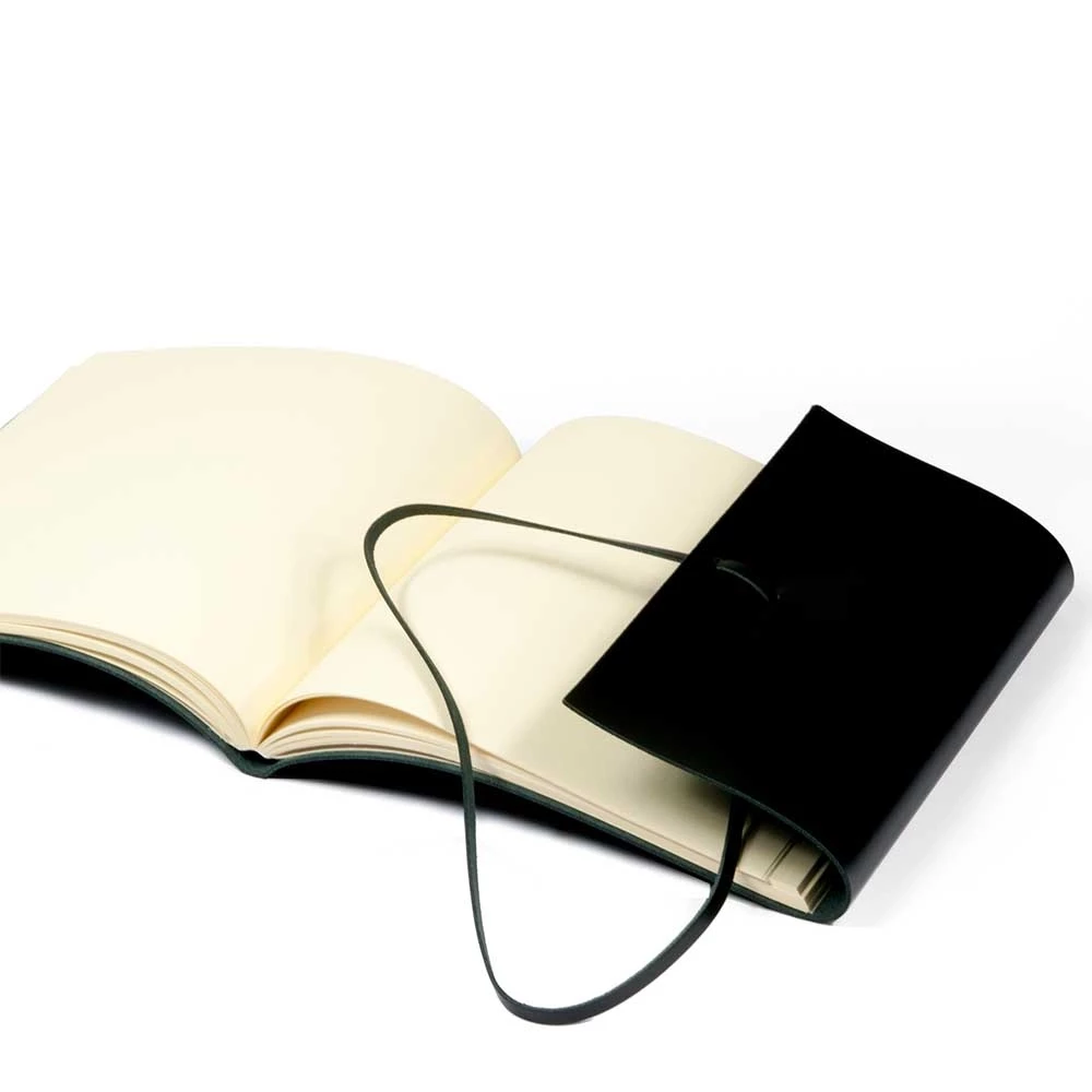 Guest Book with Cover, 96 pages, leather, 21x21 cm, black