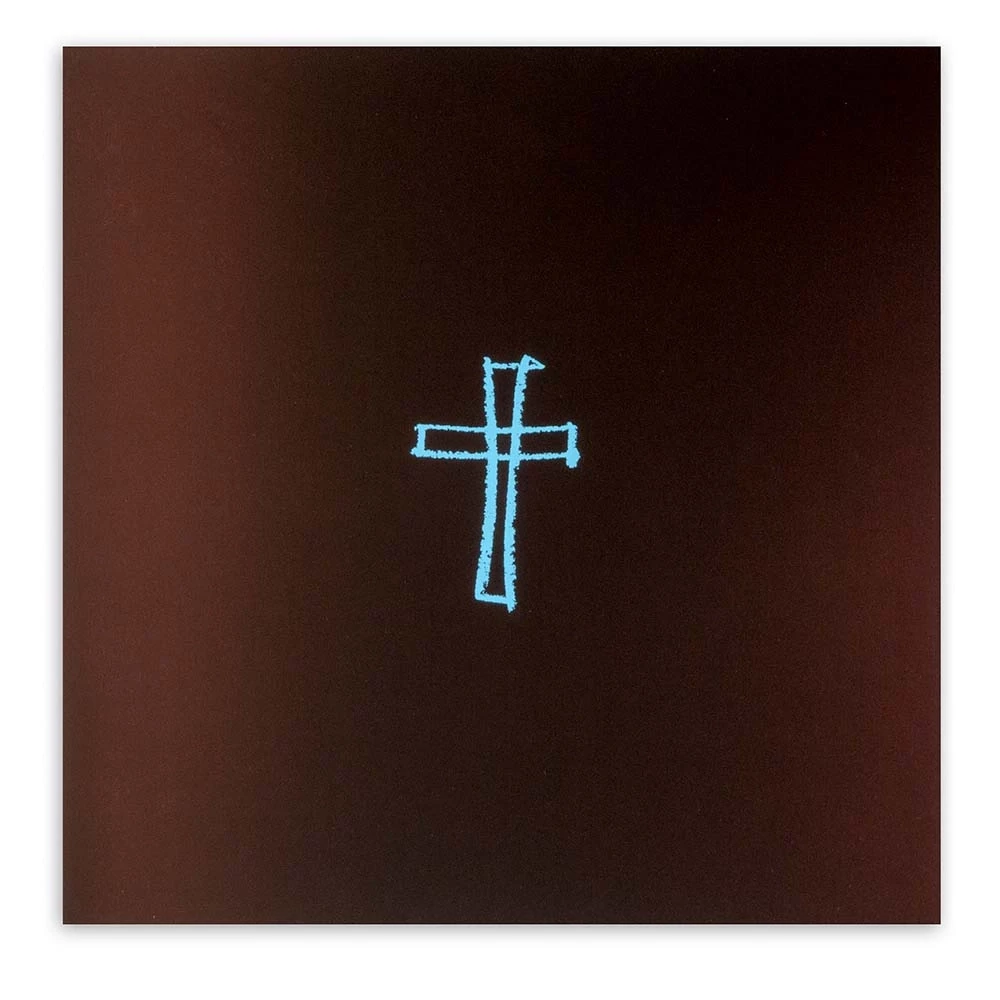 Greeting card cross sketched pure velvet brown light blue
