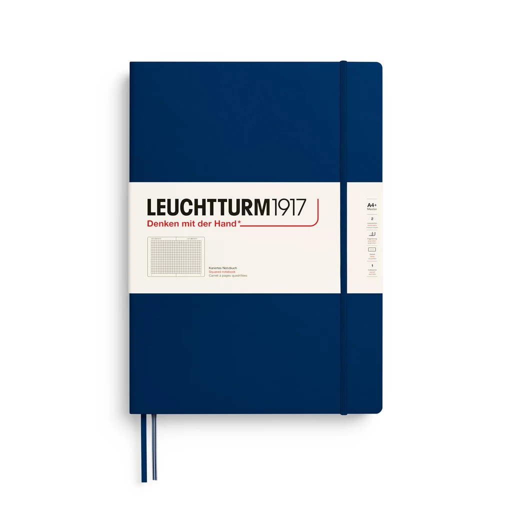 Notebook Master Classic (A4+), Hardcover, 235 numbered pages, Navy, squared