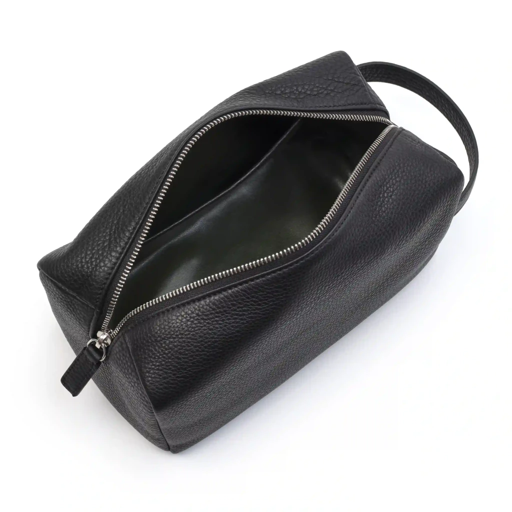 Leather toiletry bag Adri, black